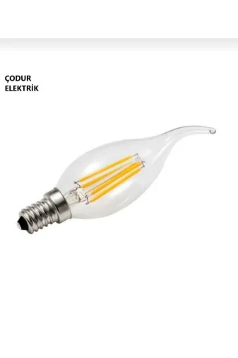 Osaka Light TYC44C2DEEC6ADCAE37DD2800 4W = 40W Eşdeğer 2700K Sarı Işık E14 Duylu Led Flemanlı Şeffaf Kıvrık Buji Ampul 460 Lümen E Enerji