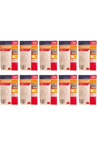 Osram 8.5w sarı 10 lu 10'lu 8.5W E27 Duylu 2700Kelvin Sarı Işık 806 Lümen A+ Enerji Sınıfı Led Ampul