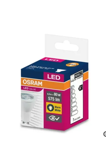 Osram TYC33KD52N170851626944084 6.9W = 80W Eşdeğer Gu10 Duylu 2700Kelvin Sarı Işık 575Lümen F Enerji Led Value Spot Ampul