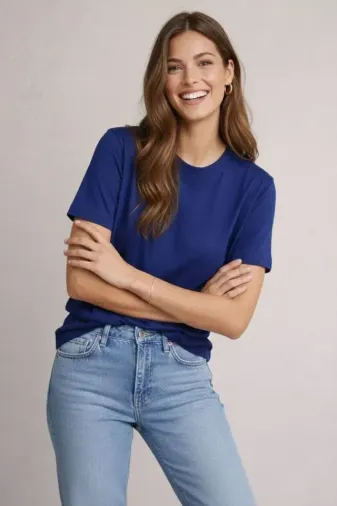 Osy Modal Yumuşak Dokulu Kumaş Bisiklet Yaka T-shirt - Lacivert - XL - Lacivert
