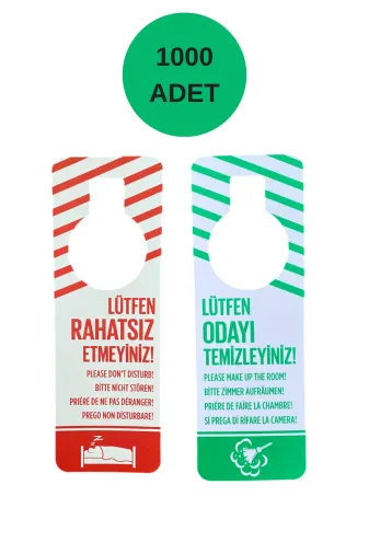 otel bukleti dndkartbuklet1000 Çift Taraflı Dnd Kapı Kolu Kartı (Rahatsız Etmeyin Odayı Temizleyin) Otel Odası Kapı Askısı 1000Adet