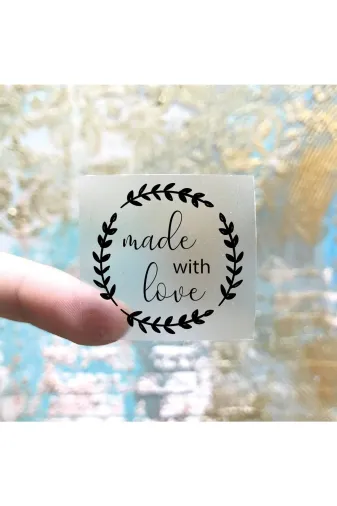 otuz9 kare-setk532 Şeffaf Kare Sticker (Etiket) 50 Adet 4*4 Cm Söz - Nişan - Düğün - Kına - Özel Kesimli Etiket