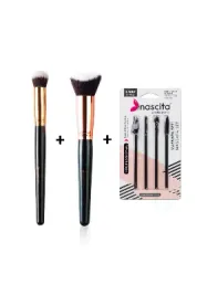Oval Kapatıcı Fırçası + Kesik Yapılı Kontor ve Allık Fırçası + Nascita Kaş Şekillendirme Set