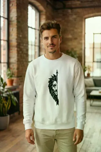 Oversize Bisiklet Yaka Sevgililer Günü Baskılı Sweatshirt - Beyaz - XL - Beyaz