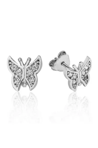 Özcömert Silver g_EA1160096 Gümüş Kelebek Çivili Küpe