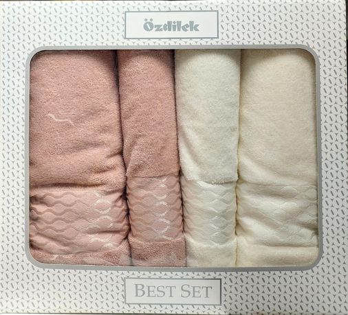 Özdilek 4 Parça Best Set -Elissa Bej Krem- Hamam Seti, Havlu Seti