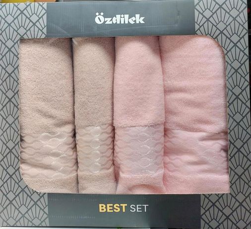 Özdilek 4 Parça Best Set -Elissa Taş Pudra- Hamam Seti, Havlu Seti