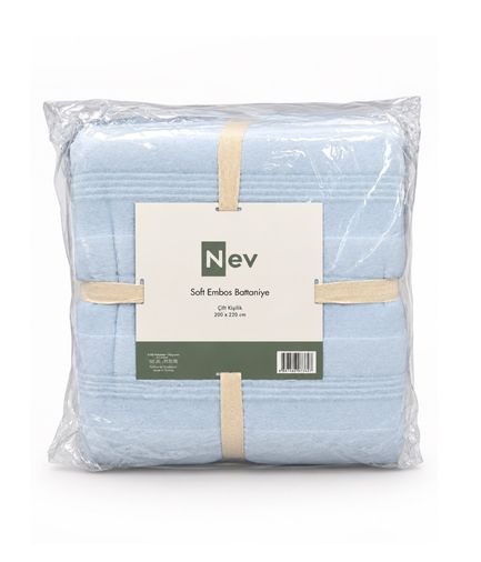 Özdilek Nev Serisi Soft Embos Çift Kişilik Battaniye (200x220) - Buz Mavi
