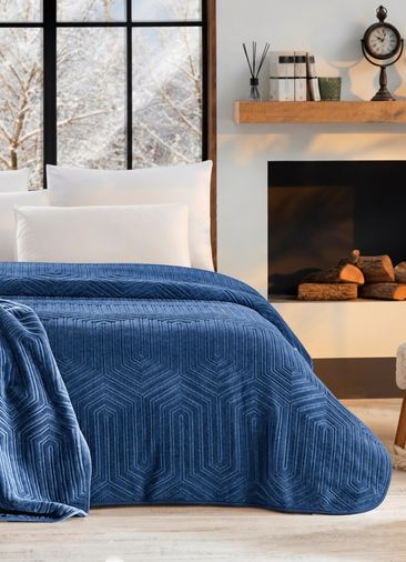 Özdilek Prestige Kalın Embos Tek Kişilik Battaniye (155x220)-Çin Mavisi