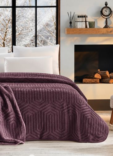 Özdilek Prestige Kalın Embos Tek Kişilik Battaniye (155x220)-Yaban Mersini
