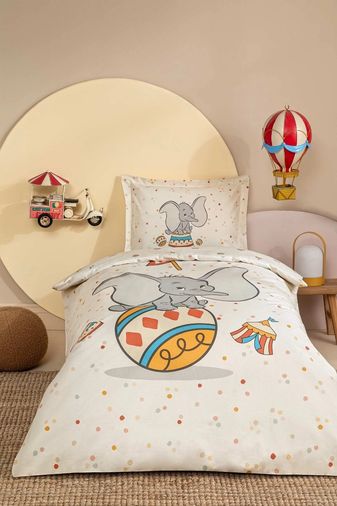 Özdilek Ranforce Lisanslı Bebek Beşik Nevresim Takımı-Dumbo Circus Bej