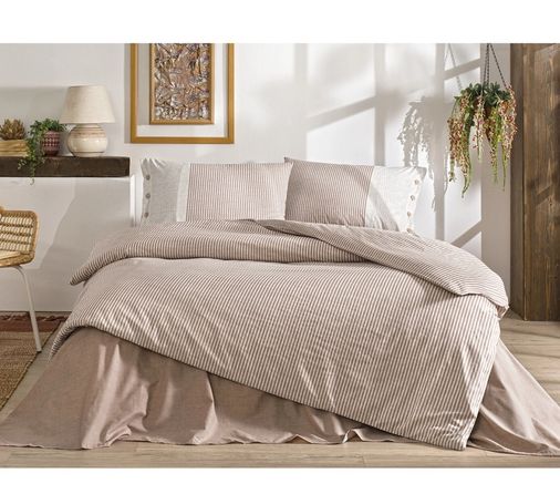 Özdilek Ranforce -Natural Line Somon- Battal Boy (King Size) Çift Kişilik Nevresim Takımı