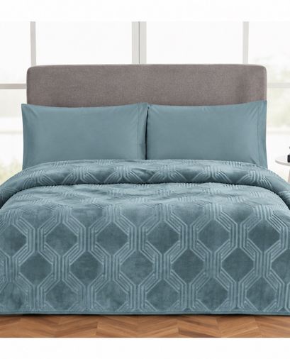 Özdilek Trendy Embos Çift Kişilik Battaniye (220x240)-Art Deco Atlantik Yeşil Yeni