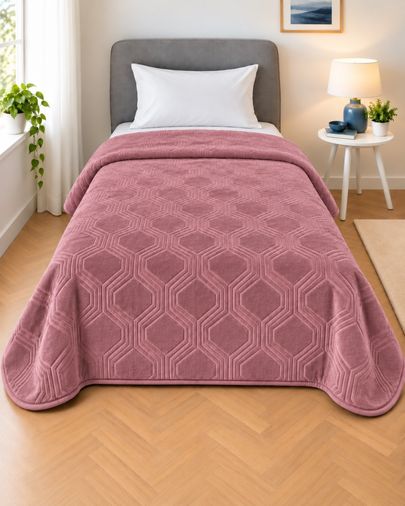 Özdilek Trendy Embos Tek Kişilik Battaniye (155x220)-Art Deco Lila Yeni