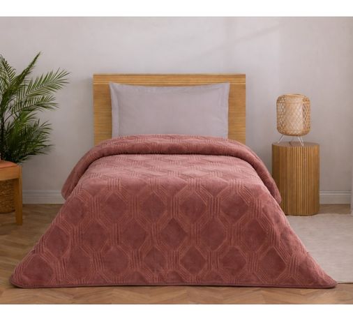 Özdilek Trendy Embos Tek Kişilik Battaniye(155x220)-Art Deco Sıcak Kahve
