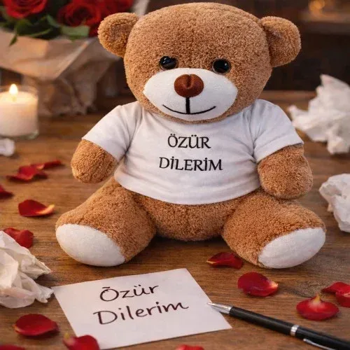 Özür Dilerim Tişörtlü Peluş Oyuncak 25 Cm