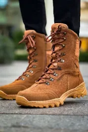 Pabucmarketi Fermuarlı Bağcık Detaylı Erkek Sneaker Bot Taba
