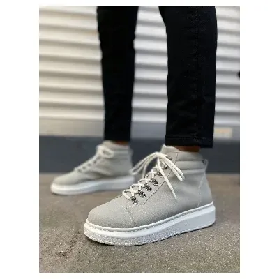 Pabucmarketi Gri Süet Bağcıklı Erkek Sneaker Bot