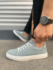Pabucmarketi Mavi Süet Bağcıklı Erkek Sneaker