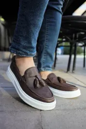 Pabucmarketi Püsküllü Loafer Erkek Ayakkabı Kahve