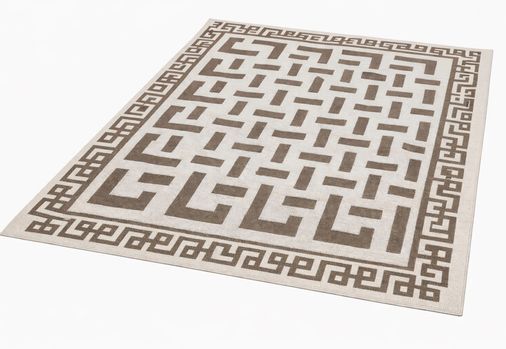Pamuklu Bukle Lüks Kilim (140x200)-Labirent Kreme Kahve