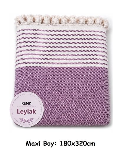 Pamuklu Kaymaz Hasır Dokuma Maxi Boy Kolları Örten Koltuk Örtüsü (180x310) - Leylak