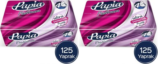 Papia Platinum Pratik Mendil 125 Yaprak (4 Katlı) 250 Yaprak (2PK*125)