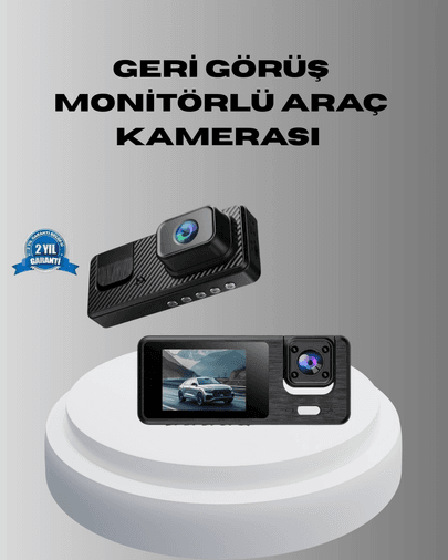 Park Modlu 3 Kameralı Araç Kayıt Cihazı 1080p Ön Kamera 2’’ Ekran