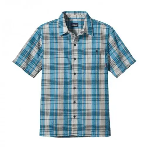 Patagonia Erkek Puckerware® Gömlek/Hafif ve Nefes Alabilir - Renk: Gri-Beyaz, Beden: XS