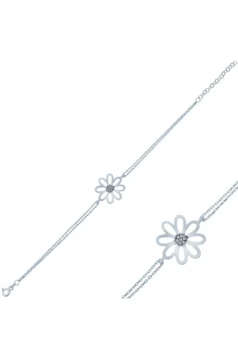 Pazarcan G-BR0460841 Gümüş Çiçek Bileklik