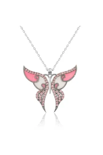 Pazarcan G-PT2610607 Gümüş Pembe Kolye