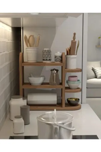 Peçetelikli Baharatlık Mutfak Rafı - 40 cm