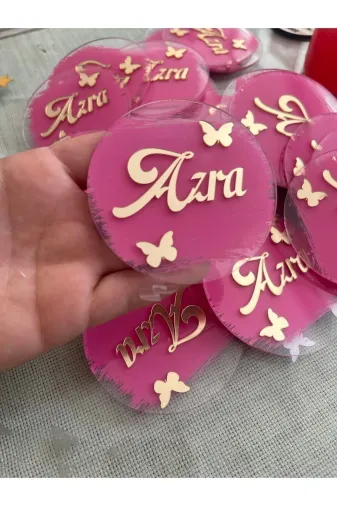 Pembe Ağaç Tasarım Atölyesi şeffaf pleksi Pleksi Pembe Magnet Kişiye Özel Üretim 10Adet