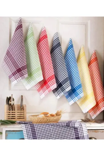 Perağ FH-86001 Alman Peçetesi - Kurulama Bezi Pamuklu Kumaş (Kırmızı, Yeşil Ve Pembe) 50*70 Cm (10 Adet)