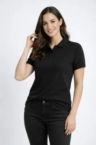 Pike Kumaş Düğmeli Yaka Regular Rahat Günlük Kısa Kol Tişört T-shirt - Siyah - M - Siyah