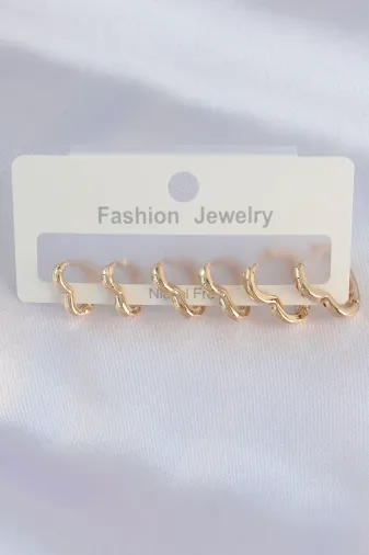 Pirinç Gold Renk Kalp Model Küpe Seti TJ-BKP8992