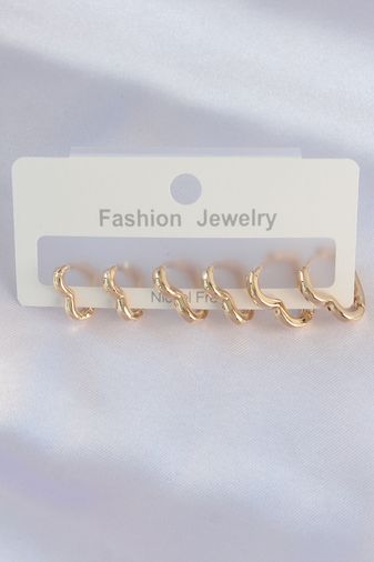 Pirinç Gold Renk Kalp Model Küpe Seti