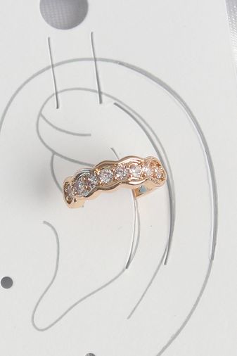 Pirinç Gold Renk Zirkon Taşlı Kadın Kıkırdak Küpe
