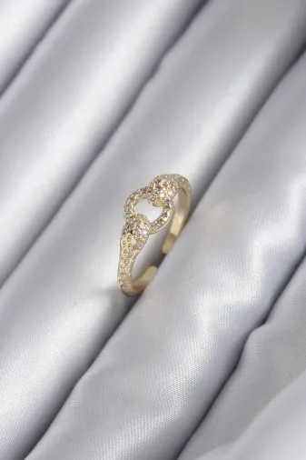 Pirinç Gold Renk Zirkon Taşlı Yılan Model Kadın Yüzük TJ-BYK2923