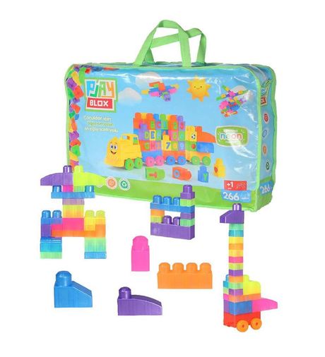 Play Blox Du2AHyTOtR 3028 Neon Renkler 266 Parça Çantalı Mega Blok Tren Seti
