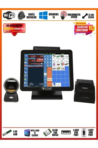 POS START EKO1100 Barkod Sistemi | İ3 İşlemci 4 Gb Ram 64 Gb Hafıza Profesyonel Yazılım