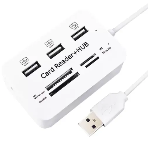 Powermaster 3 Port 2.0 Usb Çoklayıcı Hub + 4 Slot Kart Okuyucu Pm-6052
