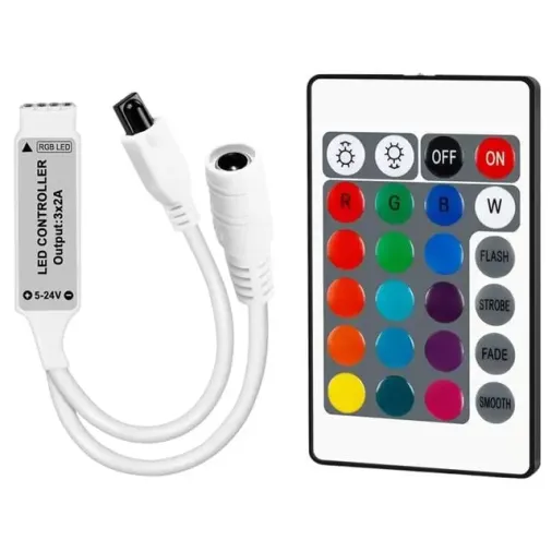 Powermaster 5-12-24 Volt 3x2 Amper Mini 24 Tuşlu Led Rgb Kontrol Cihazı