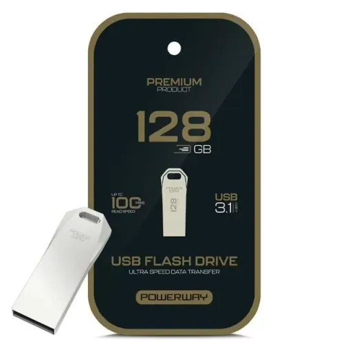 Powerway Premium 128 Gb 100mb/s Ultra Hızlı Usb 3.1 Metal Silver Flash Bellek