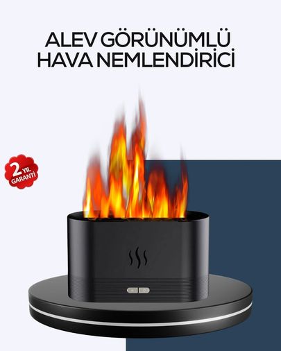 PRATİKOBA 120847407 Mey İthalat Aromatik Oda Kokusu Difüzörü Alev Tasarımlı Led Işıklı Nemlendirici Çok Renkli