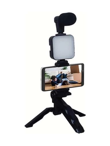 PRATİKOBA 94876378 Telefon Tutucu Mikrofonlu Işıklı Youtuber Video Kayıt