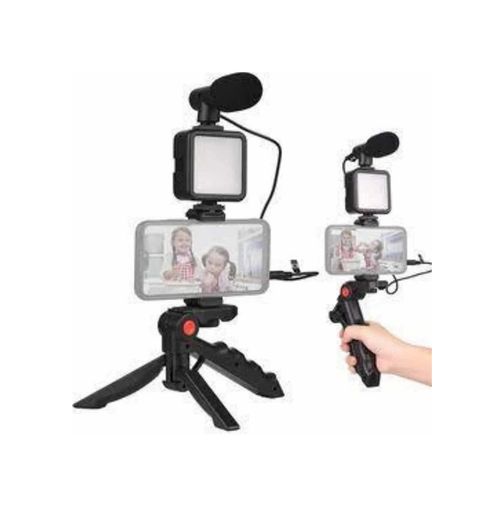 PRATİKOBA 94876401 Telefon Tutucu Mini Mikrofonlu Tripod Vlog Çekim Video