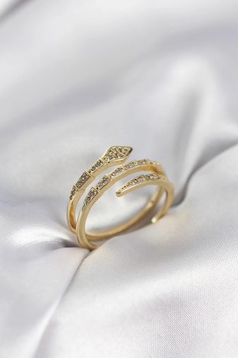PRATİKOBA MEYEB698dacc81eda7fb835043d04-BLMY Mey İthalat Yılan Model Gold Renk Zirkon Taşlı Kadın Yüzük Çok Renkli