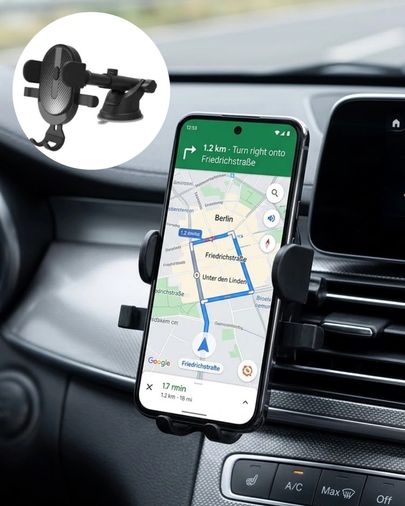 PRATİKOBA MEYTDUCZZZZJ02TELEFONTUTUCU-BLMY Mey İthalat Araç Havalandırma Telefon Tutucu 360 Derece Döner Otomatik Kilitli Stand