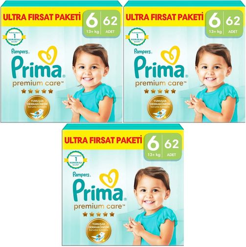 Premium Care Bebek Bezi Beden:6 (13+) Extra Large 186 Adet Süper Fırsat Pk